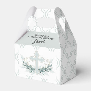 Sage Cross on Quatrefoil Party Favour Box