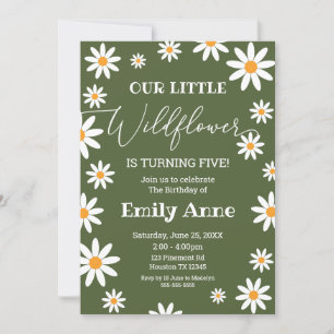 Sage Daisies Wild flower Birthday invitation