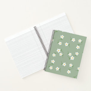 Sage Daisy Floral Notebook Hand-Drawn Botanical