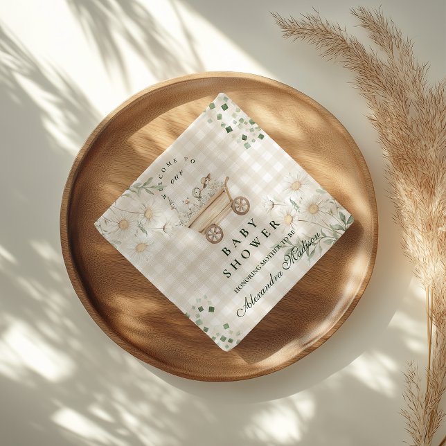 Sage Daisy Silly Goose Baby Shower Napkin (Creator Uploaded)