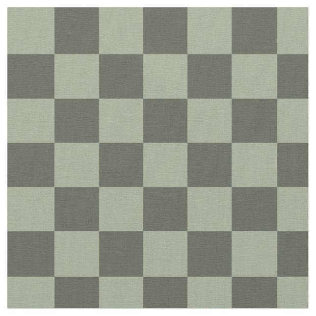 Sage Dark Green Checker Checkerboard Checkered Fabric (Close Up)