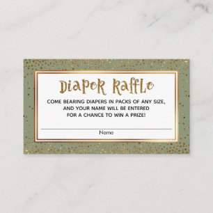 Sage Diaper Raffle Cards with Gold Glitter Accents