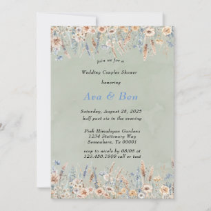 Sage Dusty Blue wildflowers Wedding Couples Shower Invitation