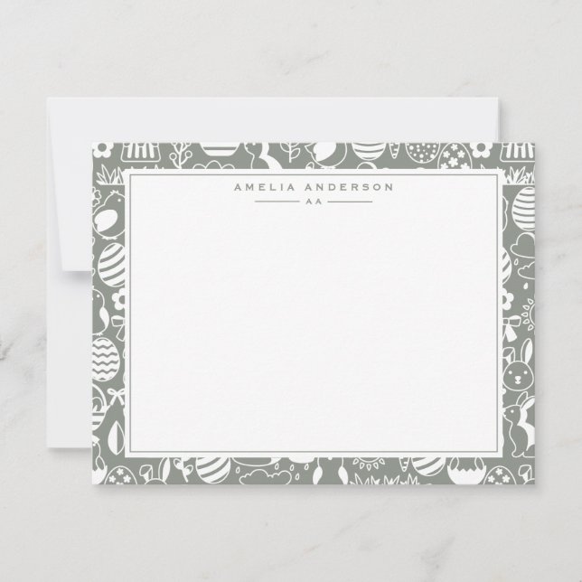 Sage Easter Egg Frame Note Card (Front)