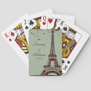 Sage Eiffel Tower Wedding Favour Playing Cards