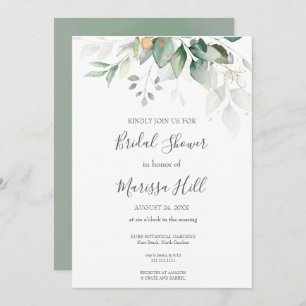 Sage Elegant Eucalyptus Bridal Shower Invitation