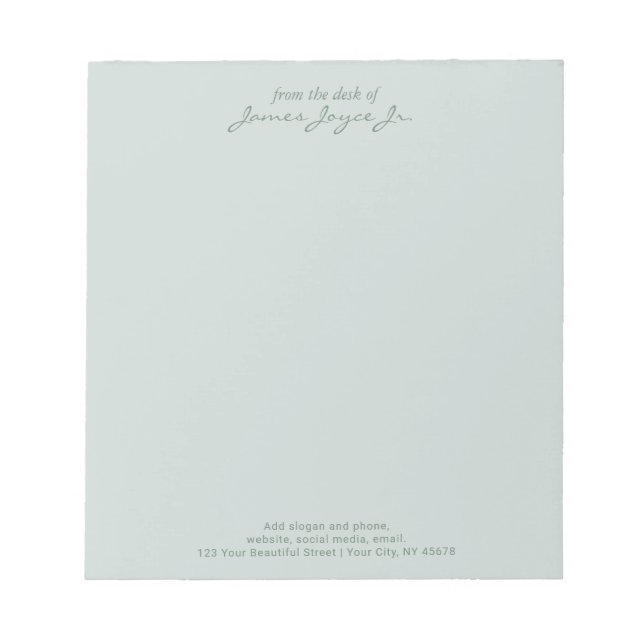 Sage Elegant Handwritten Stylish From The Desk Of Notepad (Front)