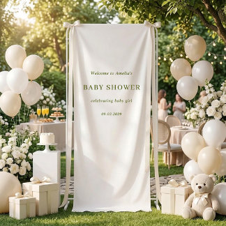 Sage Elegant Minimalist Personalised Baby Shower Banner