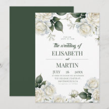 Sage Elegant Modern White Rose Florals Wedding