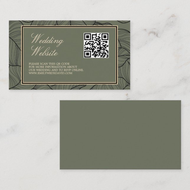 Sage Elegant QR Code Classic Enclosure Card (Front/Back)