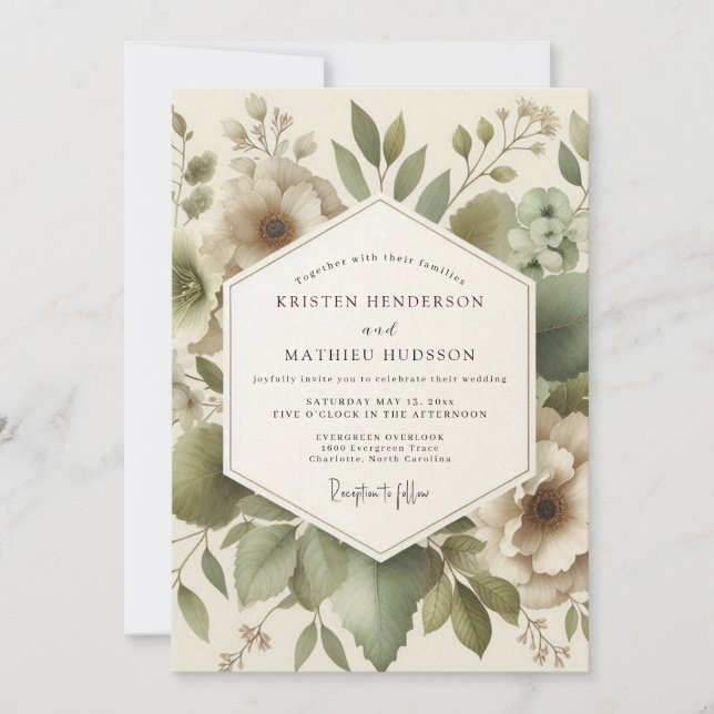 Sage Ethereal Foliage Wedding Invitation (Front)