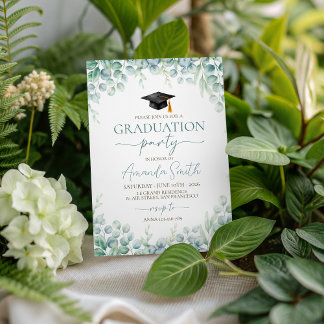 Sage Eucalyptus Border Graduation Invite