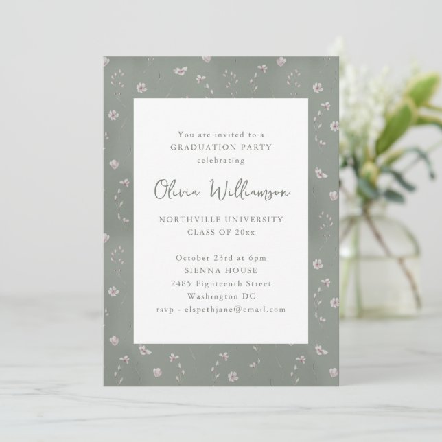 Sage Eucalyptus Botanical Graduation Party Invitation (Standing Front)