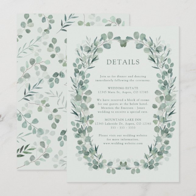 Sage Eucalyptus Details Enclosure Card (Front/Back)
