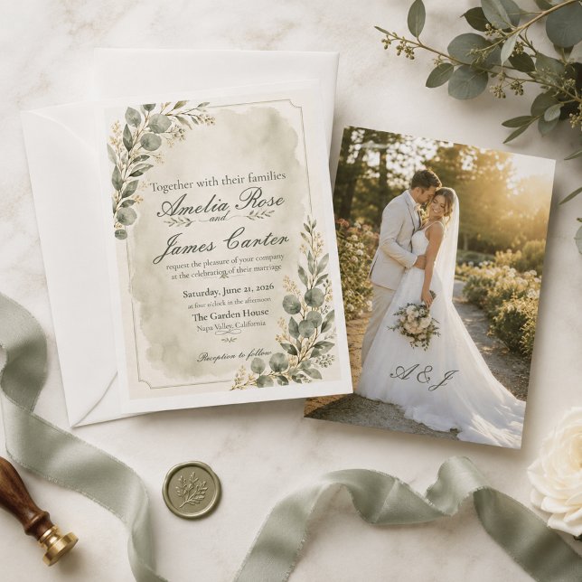 Sage Eucalyptus Greenery Wedding Invitation (Creator Uploaded)