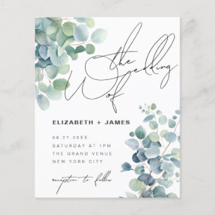 Sage Eucalyptus Minimalist Low Cost Wedding Invite