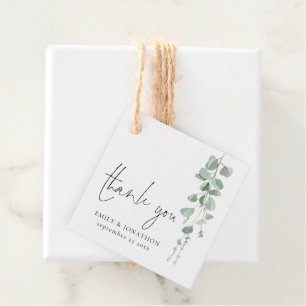 Sage Eucalyptus Script Names Thank You Wedding Favour Tags
