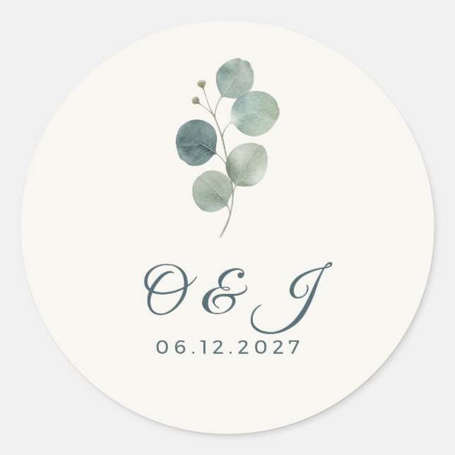 Sage Eucalyptus Wedding Envelope Seal (Front)