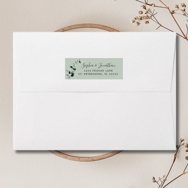 Sage Eucalyptus Wedding Return Address (Sage Eucalyptus Wedding Return Address Label)