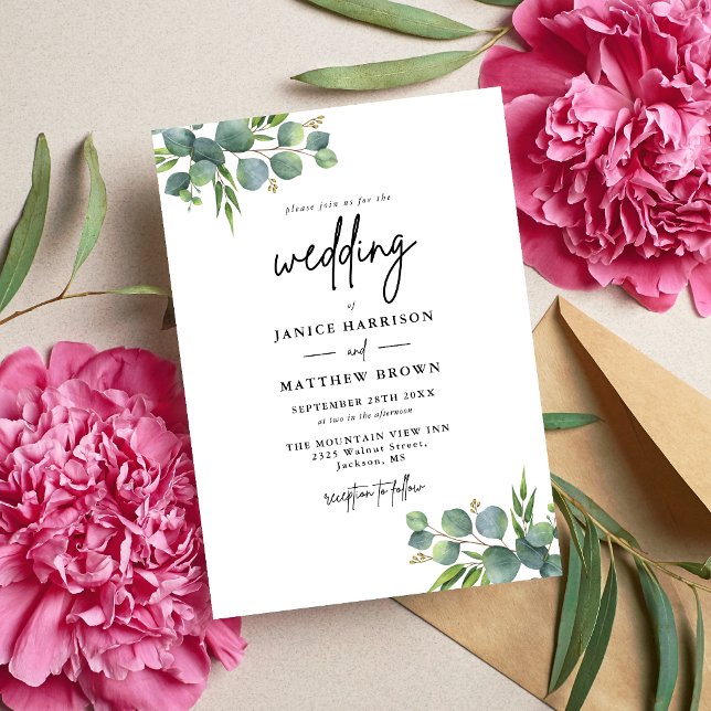 Sage Eucalyptus Woodland Wedding Invitation (Creator Uploaded)