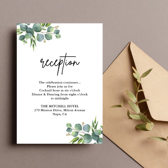 Sage Eucalyptus Woodland Wedding Reception Enclosure Card (Creator Uploaded)