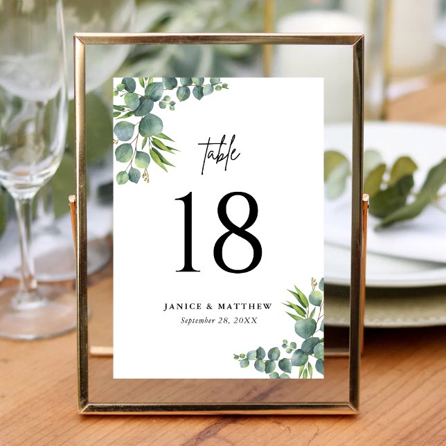 Sage Eucalyptus Woodland Wedding Table Number (Creator Uploaded)