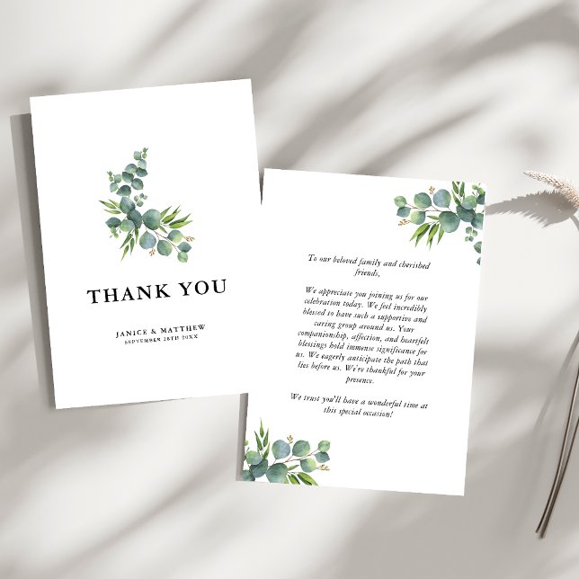Sage Eucalyptus Woodland Wedding Thank You Card (Creator Uploaded)