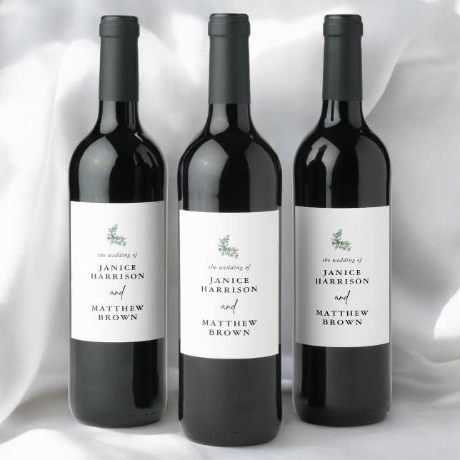 Sage Eucalyptus Woodland Wedding Wine Label (Creator Uploaded)