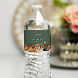 Sage Fall Wedding Water Bottle Label