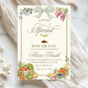 Sage Farmer's Market Little Sprout Baby Shower Invitation