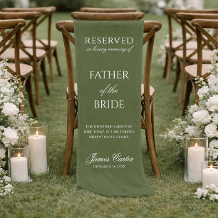 Sage Father Of The Bride Wedding Memorial Linen Short Table Runner