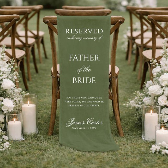 Sage Father Of The Bride Wedding Memorial Linen Short Table Runner (Creator Uploaded)