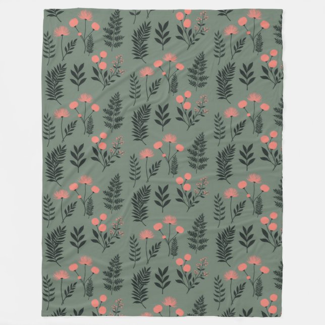 Sage Fern Fleece Blanket, Large 60" x 80" (Front)