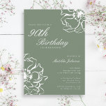Sage Floral 90th Birthday Party Invitation<br><div class="desc">Sage Floral 90th Birthday Party Invitation. Invite guests to celebrate in style with this elegant milestone birthday invitation, featuring a simple yet sophisticated sage floral design. The soft hues and clean layout create a timeless look that's perfect for any special occasion. Ideal for those who appreciate beauty in simplicity, this...</div>