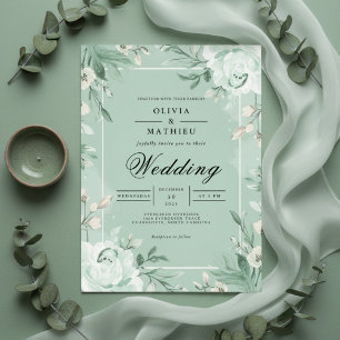 Sage Floral Archway Bloom Wedding Invitation