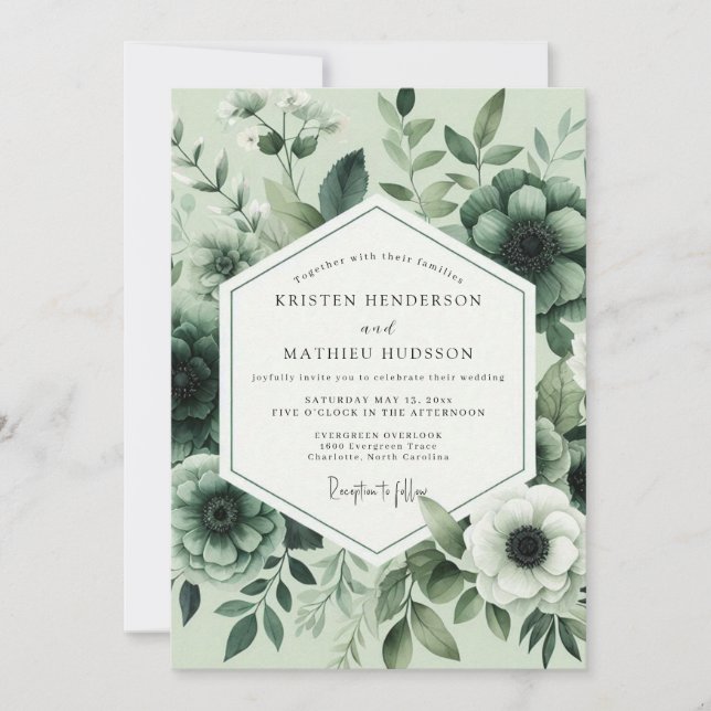 Sage Floral Bloom Wedding Invitation (Front)