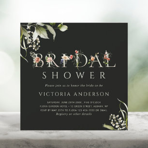 Sage Floral Botanical Letter Elegant Bridal Shower Invitation