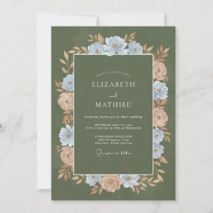 Sage Floral Botanical Romance Wedding Invitation