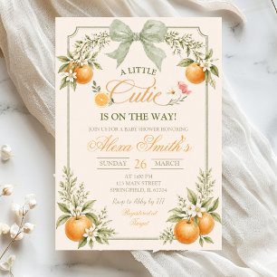 Sage Floral Fruit Cutie on The Way Baby Shower Invitation