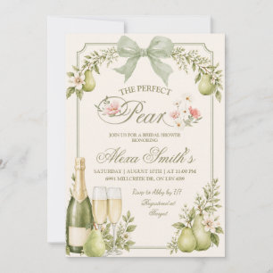 Sage Floral Fruit The Perfect Pear Bridal Shower Invitation