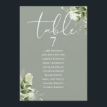 Sage Floral Greenery Seating Plan Table Number<br><div class="desc">These elegant sage green wedding table numbers,  featuring floral greenery,   can be personalized with your guests' seating plan set in chic typography. The cards are printed on both sides (double-sided). Designed by Thisisnotme©</div>