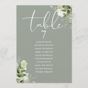 Sage Floral Greenery Seating Plan Table Number