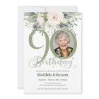 Sage Floral Photo 90th Birthday 