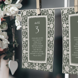 Sage Floral Vintage Lace Wedding Seating Charts