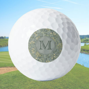 Sage Floral William Morris Custom Initial Ladies Golf Balls