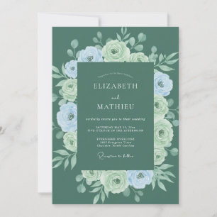 Sage Floral Wreath Wedding Invitation