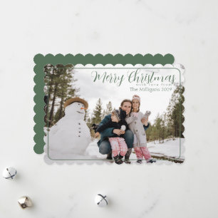 Sage Frame Merry Christmas with Photo Holiday Card