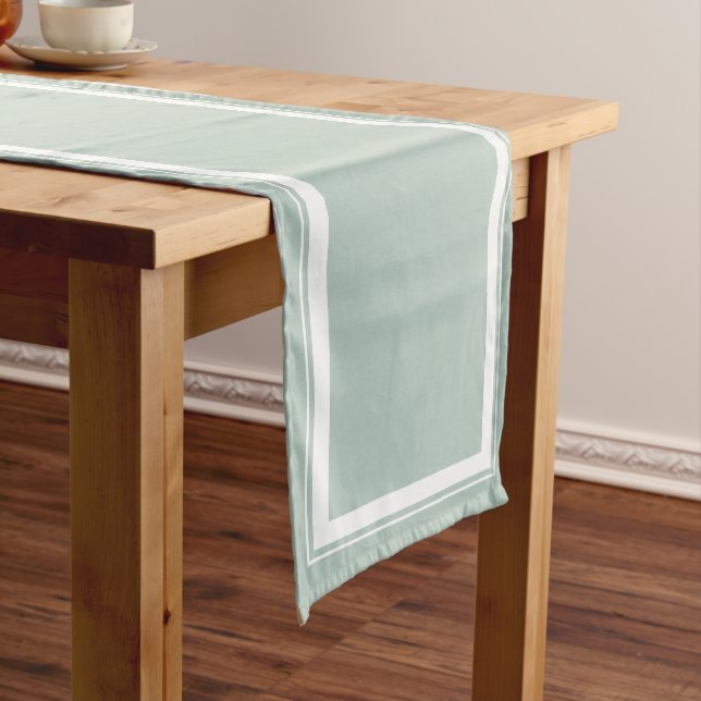 Sage French Style Stripe Table Runner (In Situ)