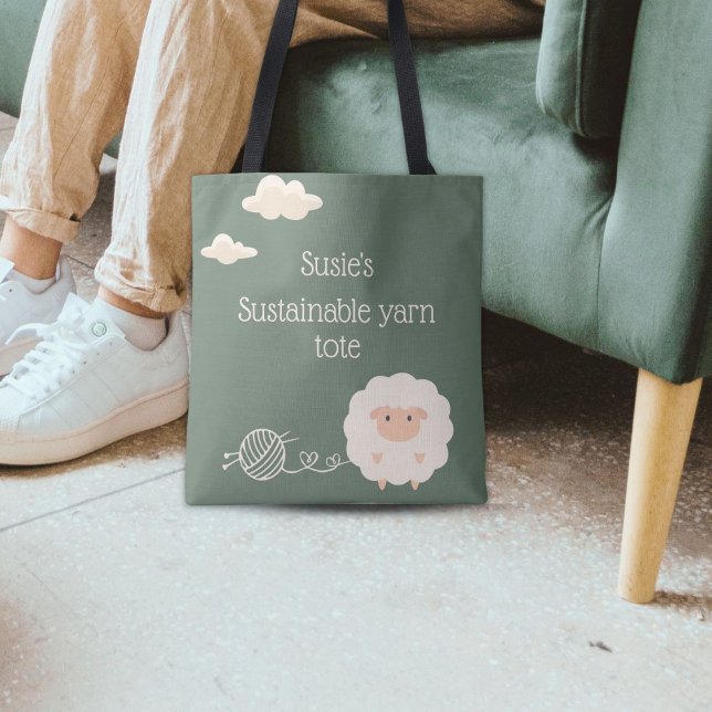Sage funny sustainable yarn sheep knitting needle  tote bag (Creator Uploaded)