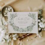 Sage Garden Save The Date Wedding Announcement<br><div class="desc">Our save the date wedding announcement card features fancy script lettering and sage sage green botanical garden elements for the most beautiful way to announce your engagement. This item is part of our Tieghan wedding suite T100,  please shop our store for matching products.</div>